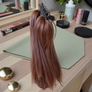14” auburn red Brown Straight claw clips Ponytail Hair Extension